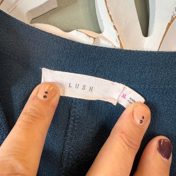 Lush Shift Shirt Dress Short Sleeve Open Neck Dress XL Pocket Blue - Picture 5 of 8